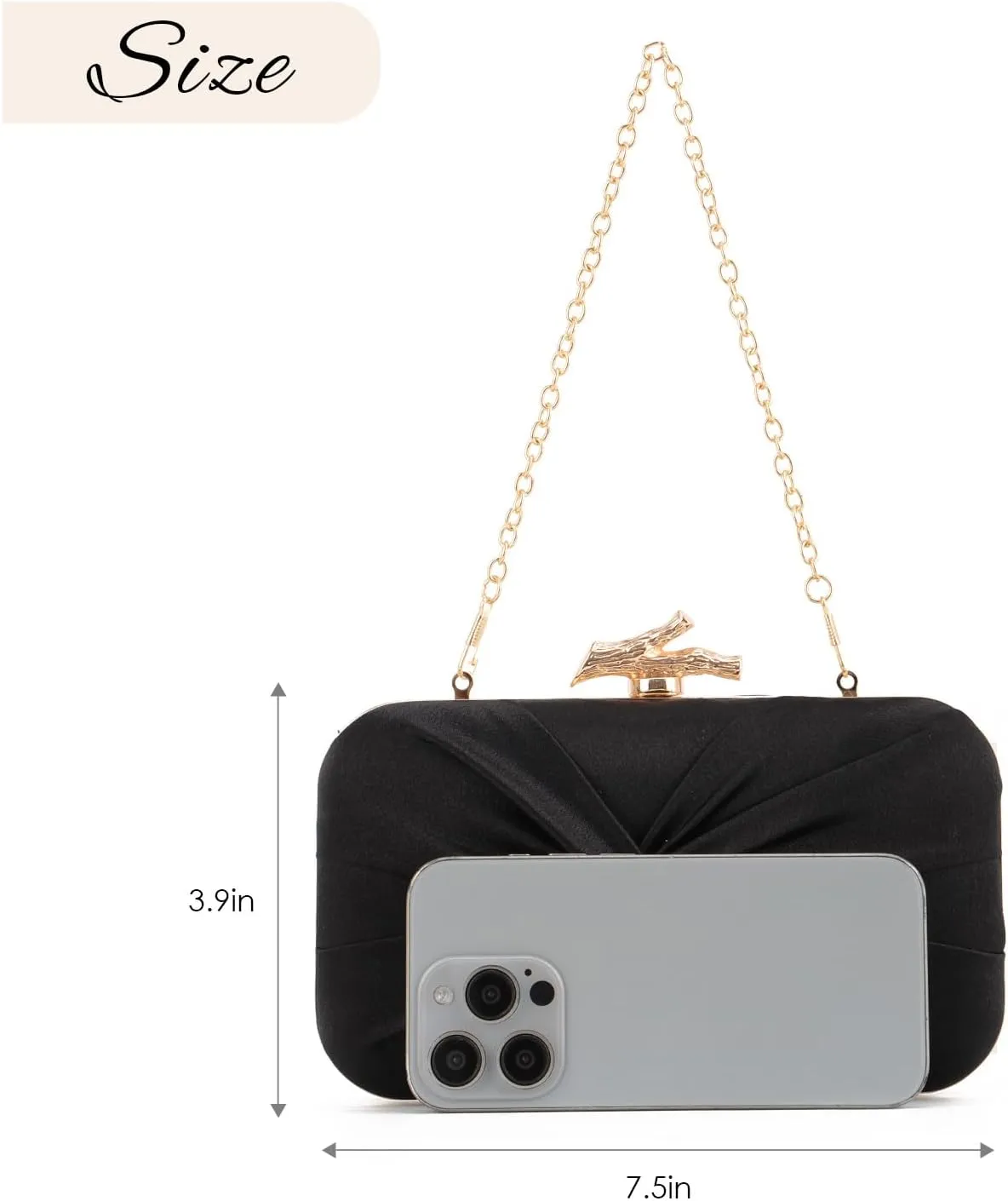 Satin Clutch Purses for Women Pleated Evening Bag Formal with Chain for Party, Wedding and Prom