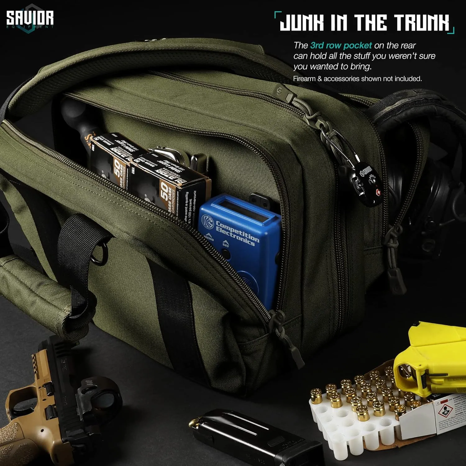Savior Equipment Specialist Series Mini Range Bag Tactical Dual Pistol Handgun Revolver Hunting Bag Gun Carrying Case, X-Large Compartments w/Lockable Zippers, Deluxe Padded Shoulder Strap Included