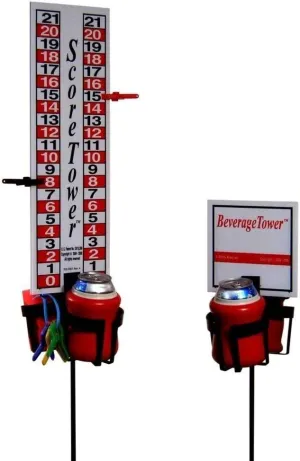 Score Tower Combo Set - Includes Outdoor Game Score Tower and Additional Drink Holder