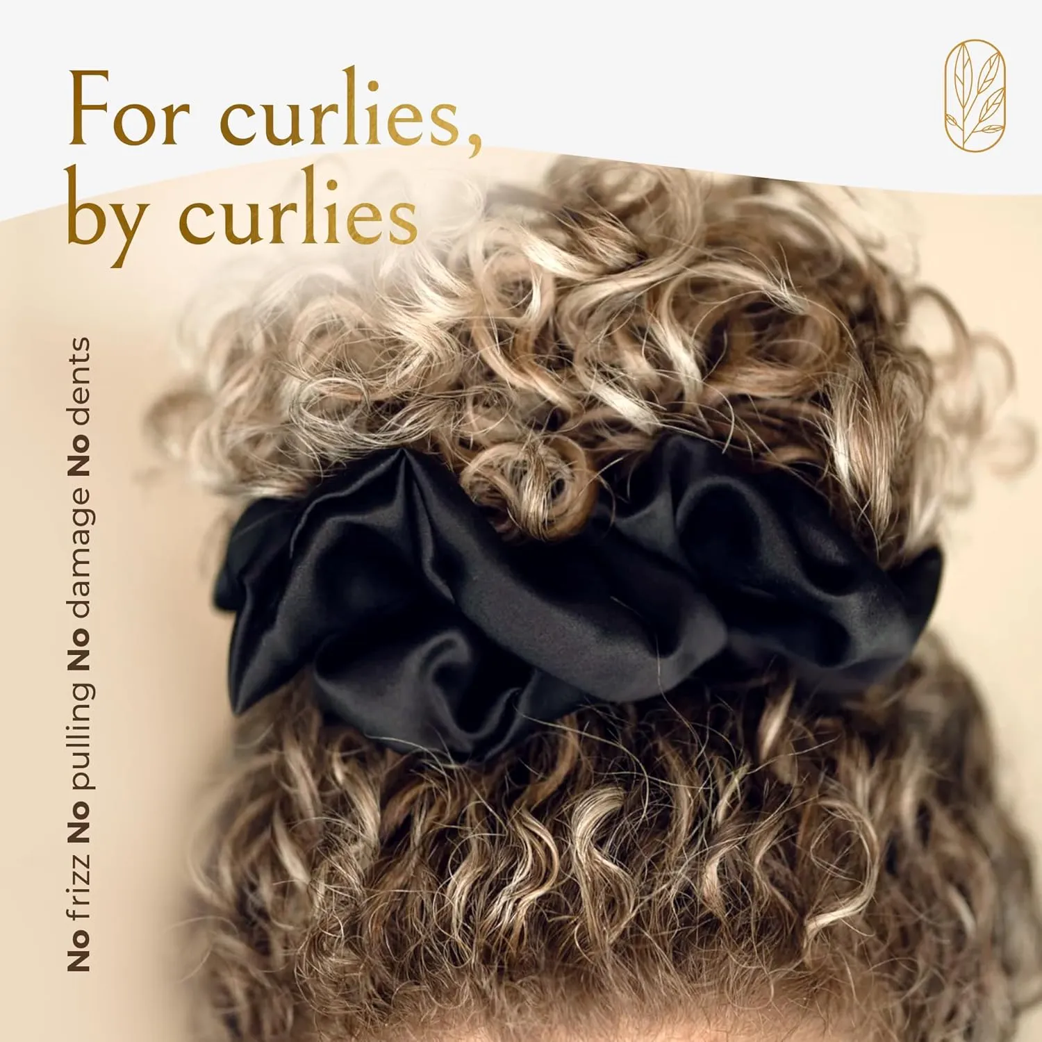 Scrunchies for Women, Extra Large Silk Scrunchies for Curly & Thick Hair, Silk Hair Ties No Damage Accessories, Ponytail Holders -Black, XL