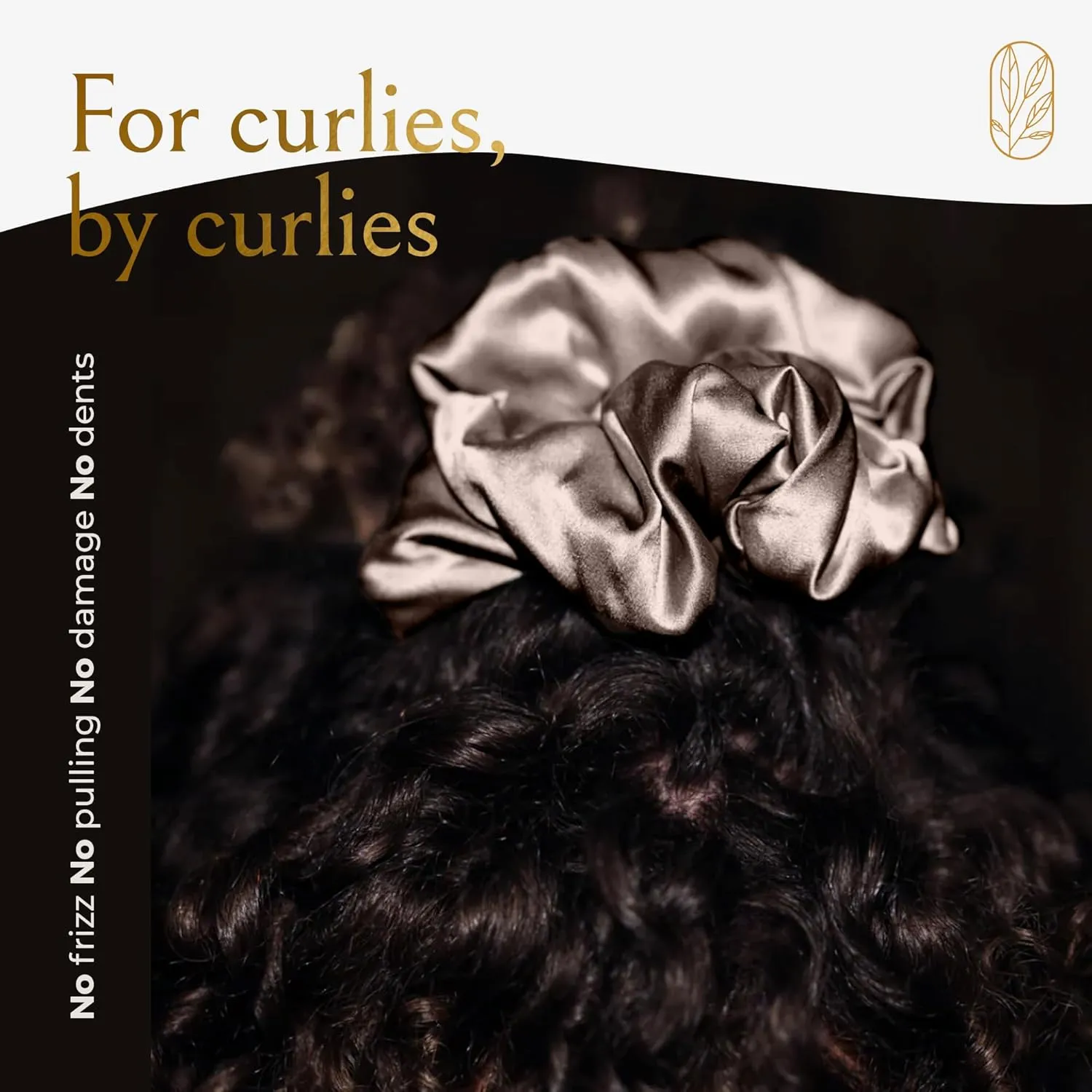 Scrunchies for Women, Extra Large Silk Scrunchies for Curly Hair, Silk Hair Ties No Damage, Hair Accessories for Thick Hair, Ponytail Holder -London Fog, XL