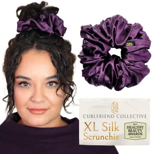 Scrunchies for Women, Extra Large Silk Scrunchies for Curly Hair, Silk Hair Ties No Damage, Hair Accessories for Thick Hair, Ponytail Holders -Amethyst, XL