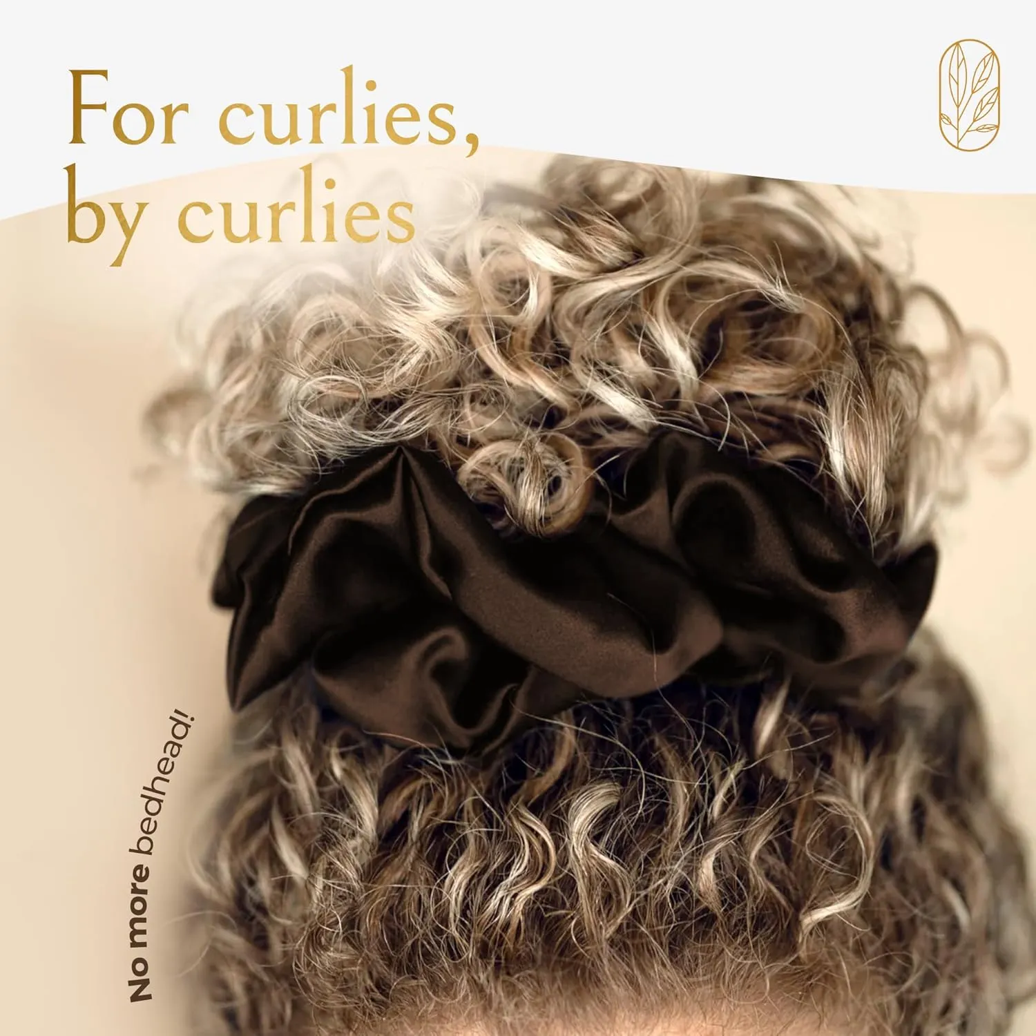 Scrunchies for Women, Extra Large Silk Scrunchies for Curly Hair, Silk Hair Ties No Damage, Hair Accessories for Thick Hair, Ponytail Holders -Espresso, XL
