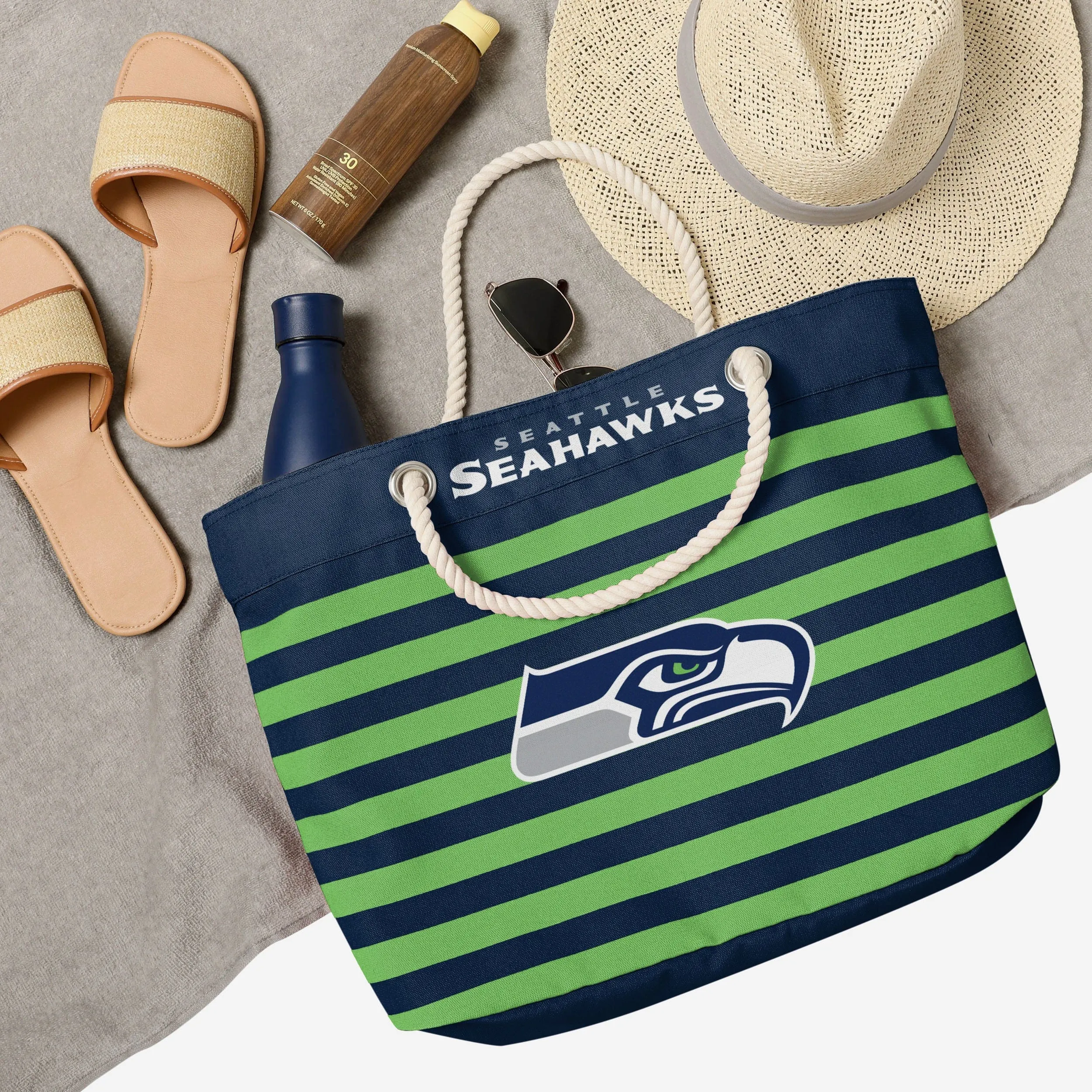 Seattle Seahawks Nautical Stripe Tote Bag