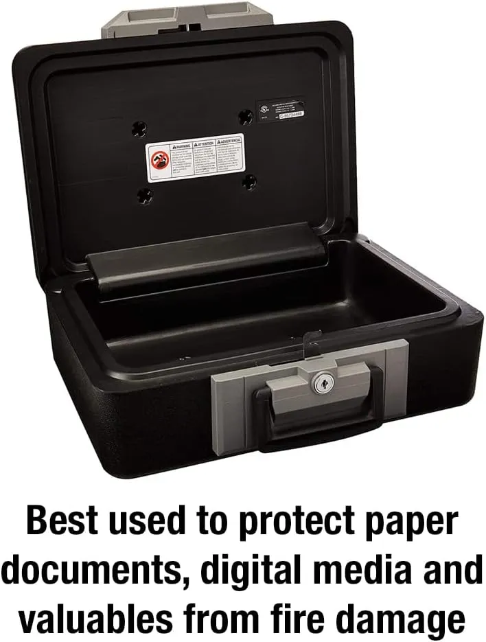 SentrySafe Fireproof Safe Box with Key Lock, Chest Safe with Carrying Handle to Secure Money, Jewelry, Documents, 0.25 Cubic Feet, 6.3 x 15.3 x 12.1 Inches, 1160