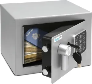 SereneLife Electronic Safe Box | Heavy Duty 9.1 x 6.7” Money Safe | Digital Touch Pad Lockbox with Code 2 Keys | Small Safe Box for Home/Office, Secure Cash, Jewelry, Firearms | Wall/Floor Mountable