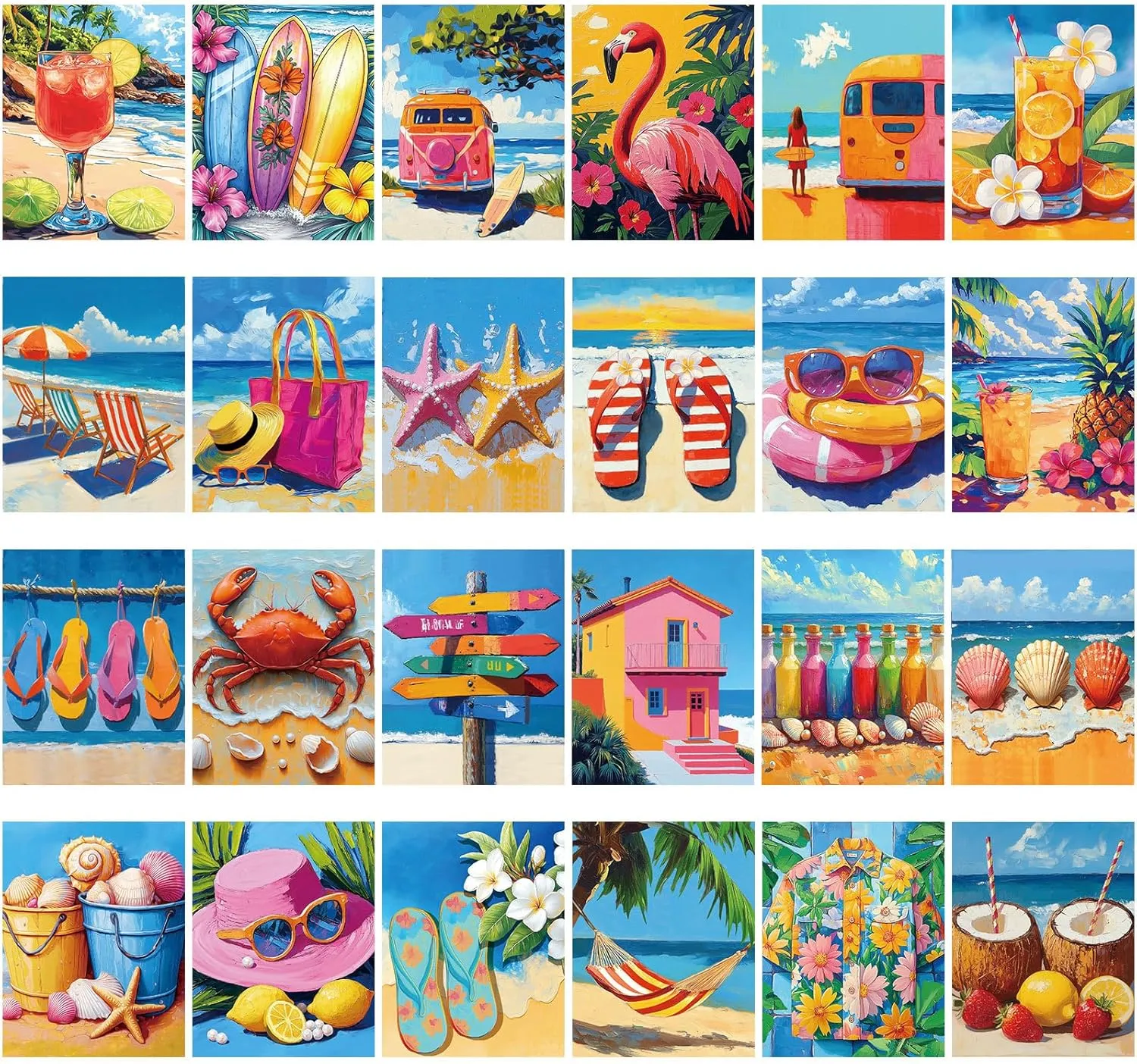Sherr 24 Pcs Pre Drawn Canvas for Painting Adult Pre Printed Canvas Bulk Sip and Paint Kit Stretched Panels Paint Set for Theme Painting Night Party Favor(Hawaii,8 x 10 Inch)