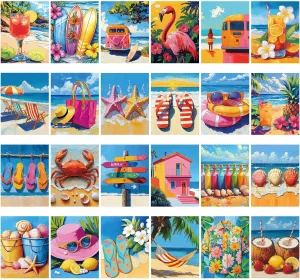 Sherr 24 Pcs Pre Drawn Canvas for Painting Adult Pre Printed Canvas Bulk Sip and Paint Kit Stretched Panels Paint Set for Theme Painting Night Party Favor(Hawaii,8 x 10 Inch)