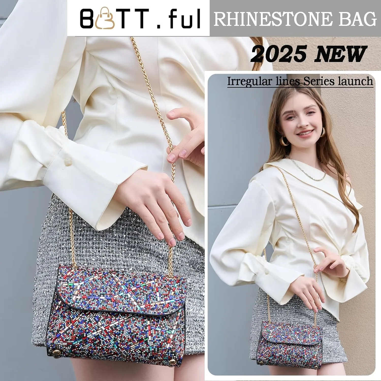 Shoulder Bags Crossbody Bag Purses Handbags Crystals Rhinestone Evening Bag for Women Clutch Purse with Chain
