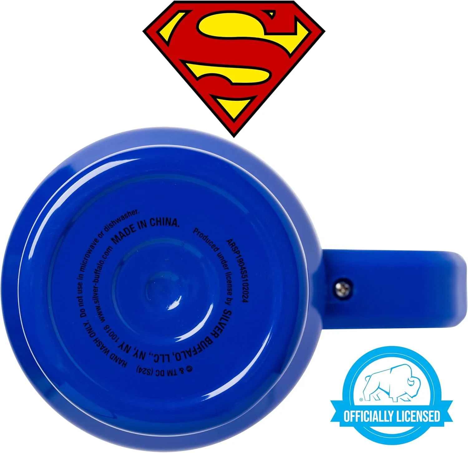 Silver Buffalo DC Comics Superman Logo Stainless Steel Tumbler with Handle and Straw, Fits in Standard Cup Holder, 40 Ounces