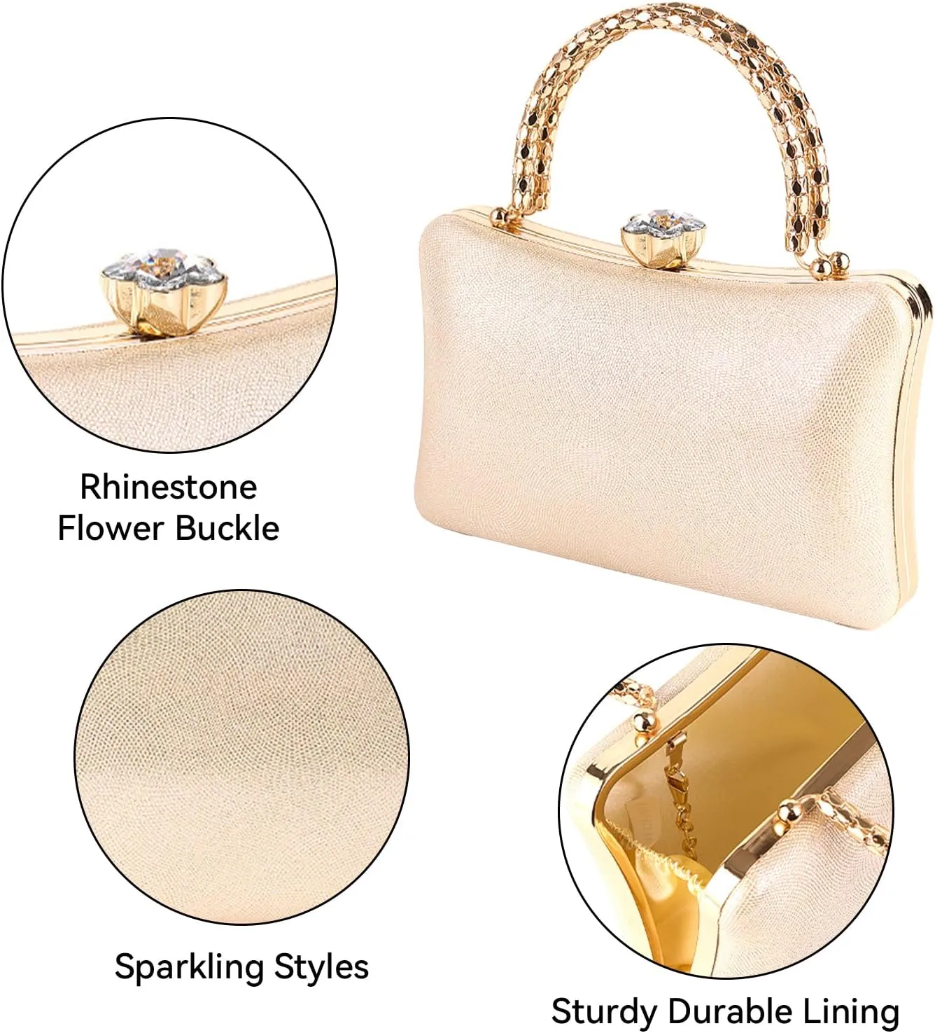 Simcat Clutch Purses for Women, Rhinestone Sparkling Evening Handbags Wedding Clutch Bag for Formal Party Prom