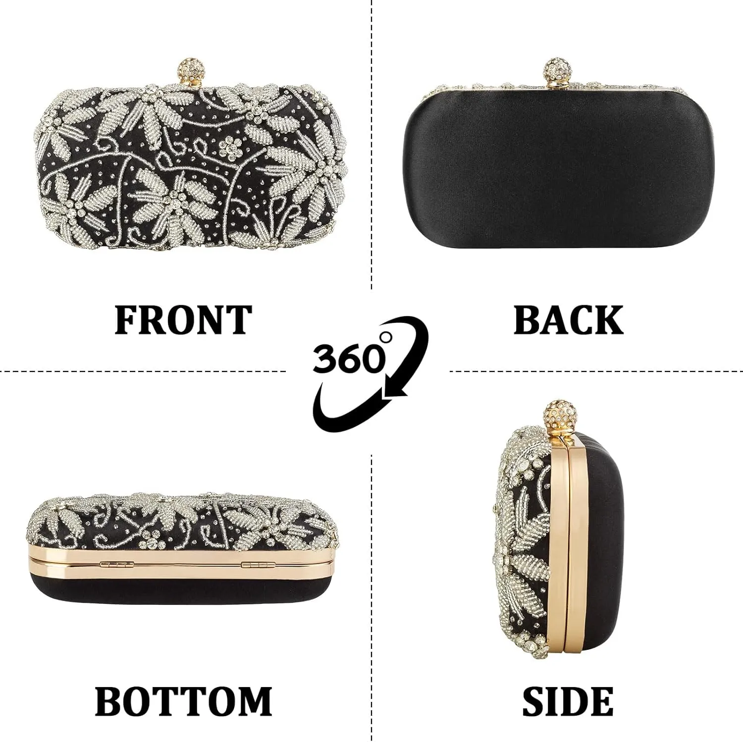 Simcat Women’s Clutch Purses Evening Bag, Bridal Rhinestone Handbag for Wedding Prom Party