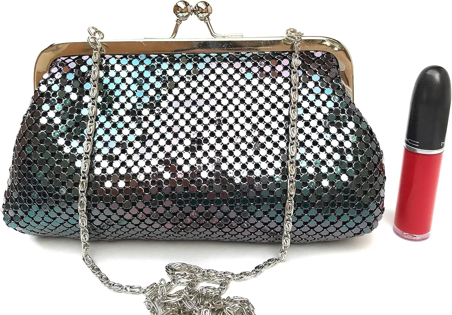 Small Women Clutch Metal Mesh Evening Purse for Party prom Wedding