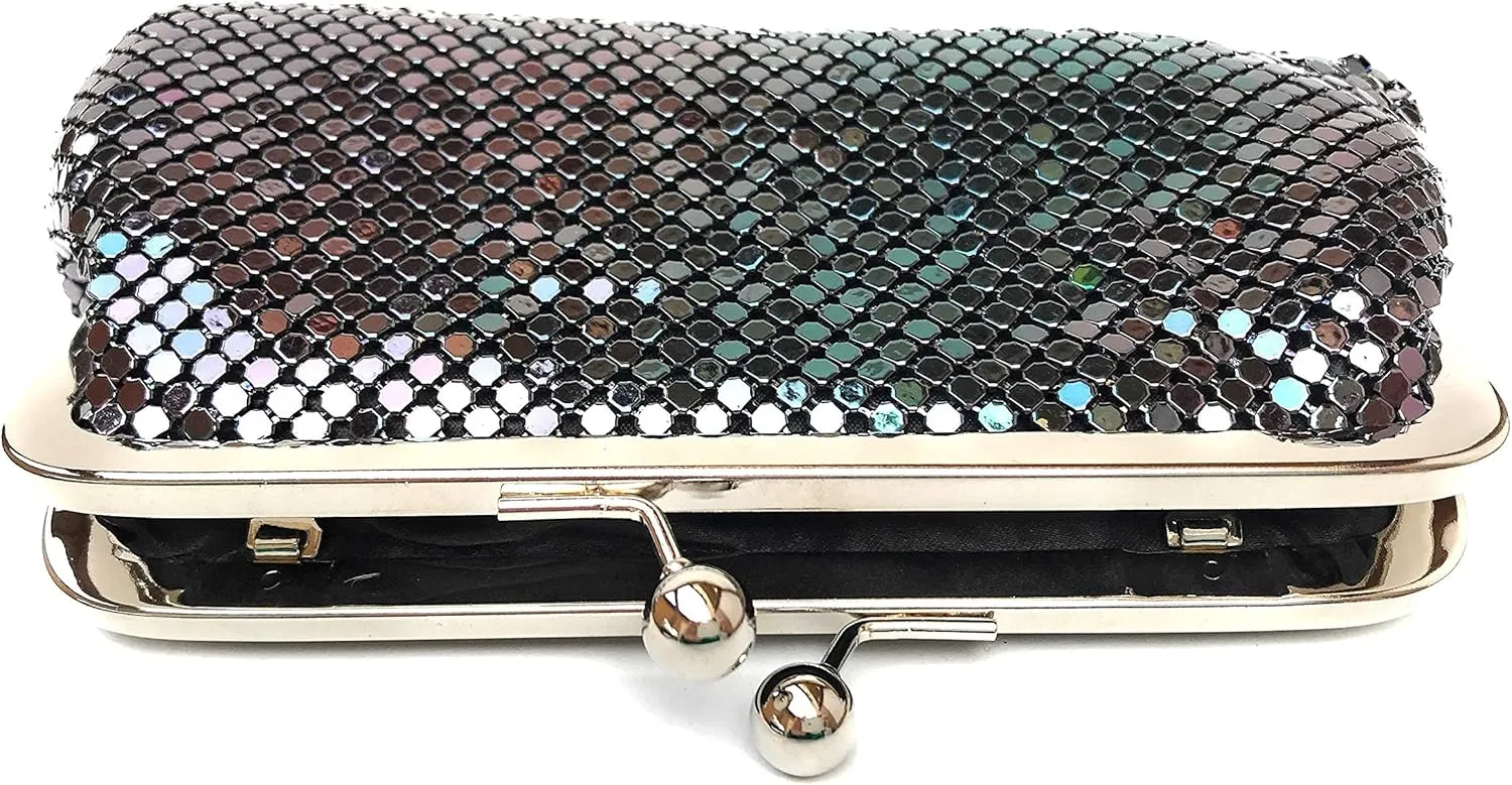 Small Women Clutch Metal Mesh Evening Purse for Party prom Wedding