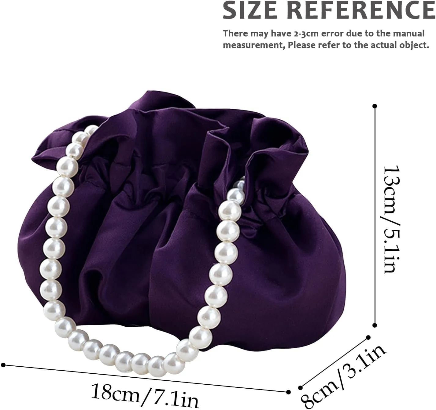 Small Wristlet Purses Mini Bucket Bag Women Hobo Bag with Faux Pearl Chain (Purple)