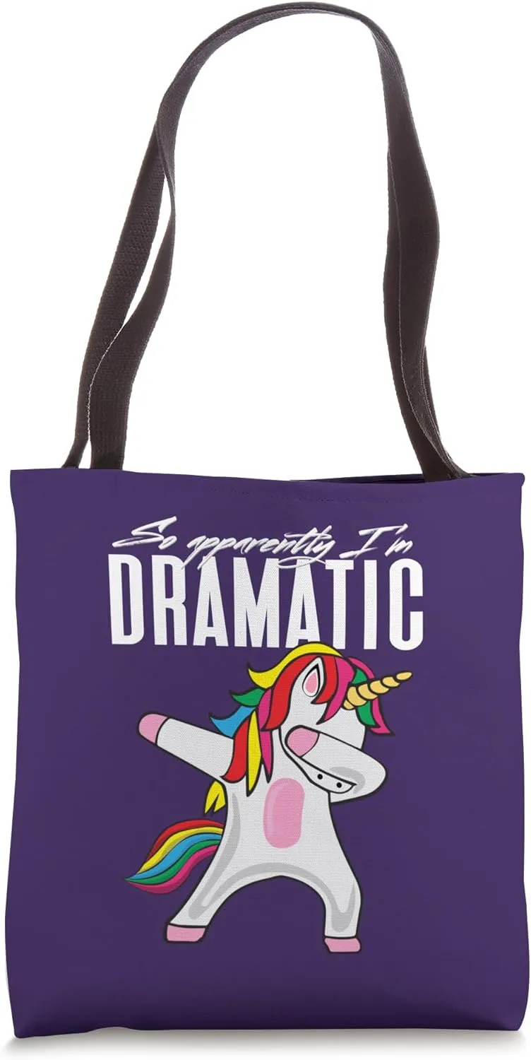 So Apparently...I'm Dramatic Kids Women Unicorn Dabbing Tote Bag