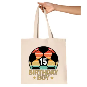 Soccer Player 15th Birthday Gift Idea Boys Fifteenth Bday Natural White Multicolor Canvas Tote Bag