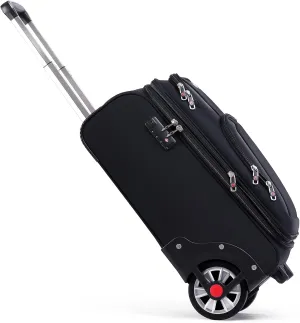 Softside Expandable Luggage with Large Spinner Wheels Carry-On Luggage Suicase (Black, 21-Inch)