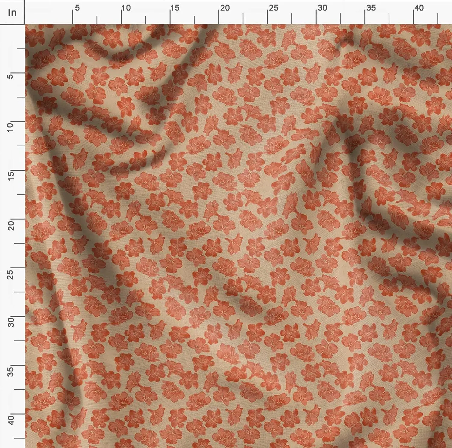 Soimoi Florals Print - Orange, Canvas Fabric Material - 56 Inch Wide, 1 Yard, Unstitched Fabric for Upholstery, Bags, Workwear and Outdoor Gear.