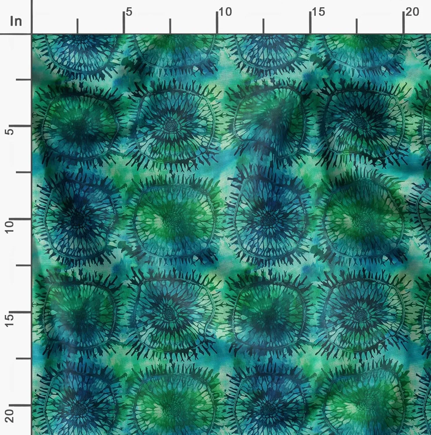 Soimoi Shibori Print - Green, Canvas Fabric Material - 56 Inch Wide, 1 Yard, Unstitched Fabric for Upholstery, Bags, Workwear and Outdoor Gear.