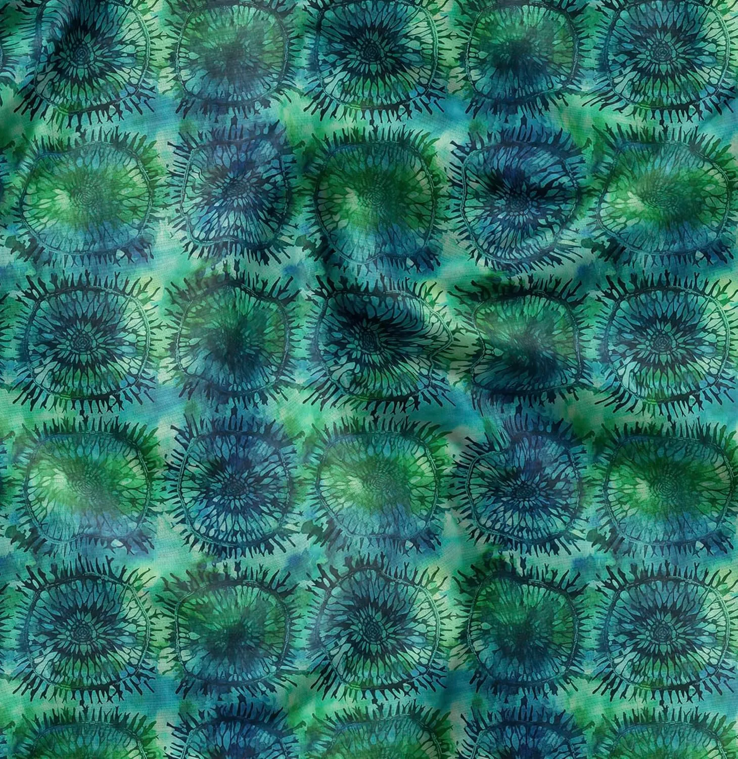 Soimoi Shibori Print - Green, Canvas Fabric Material - 56 Inch Wide, 1 Yard, Unstitched Fabric for Upholstery, Bags, Workwear and Outdoor Gear.