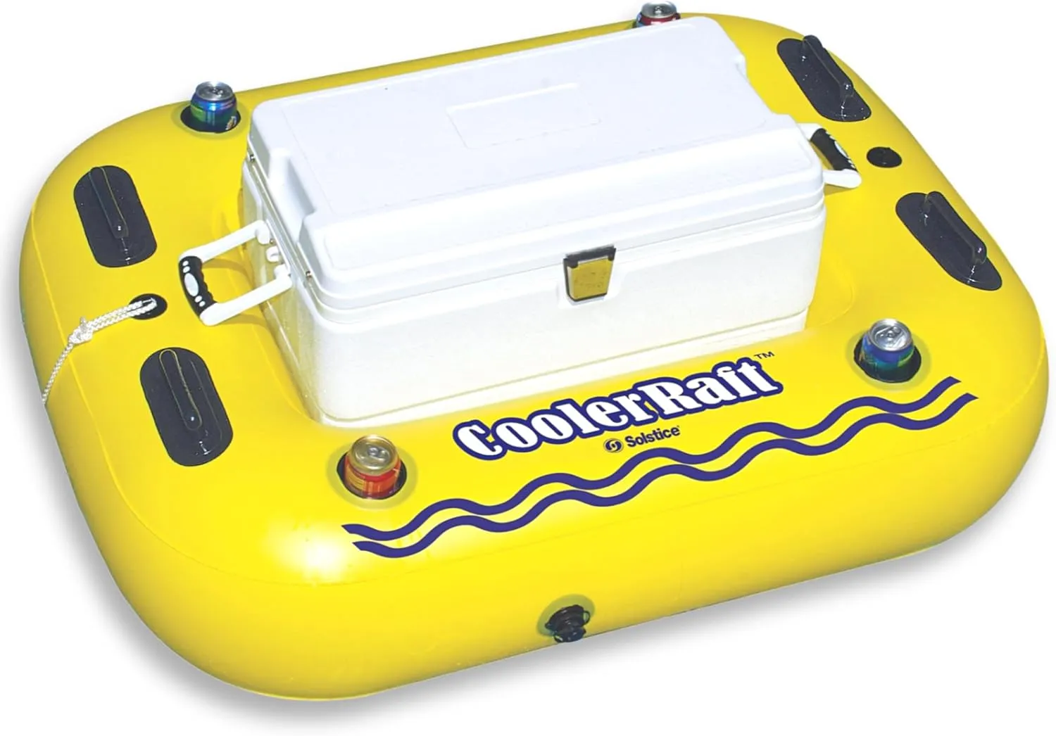 SOLSTICE Super Chill Inflatable River Raft Float Tube Series 1-6 Person With Cupholders Cooler Mesh Bottom Backrest Grab Handles Tie On Rope For River Lake Ocean Pool Floating Snow Heavy Duty Material