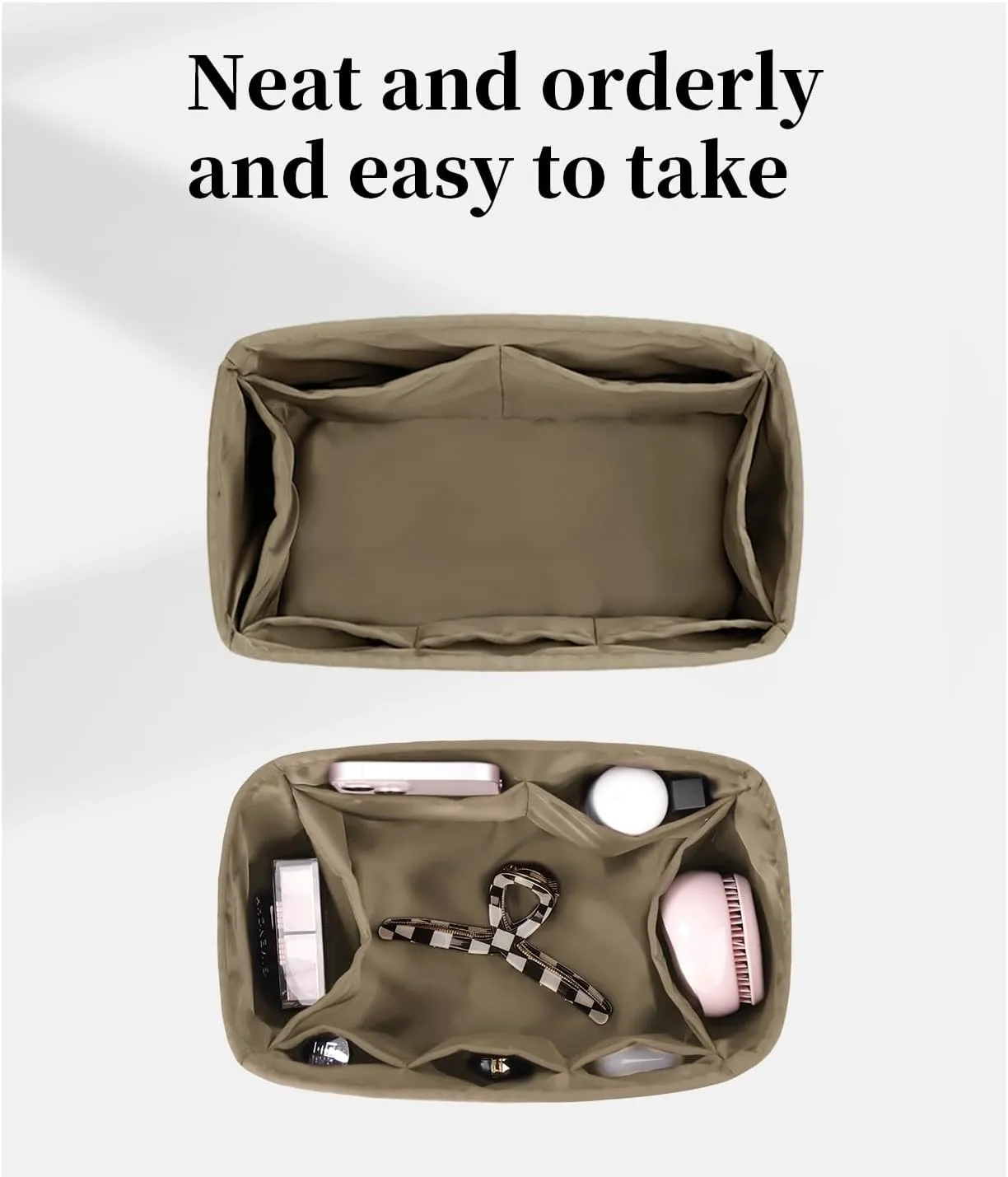 Speedy 25 Organizer Insert, Purse Dividers Compatible with LV Bag Speedy, Women's Handbag Organizers with Silky Satin (Gris tourterelle, Speedy25)