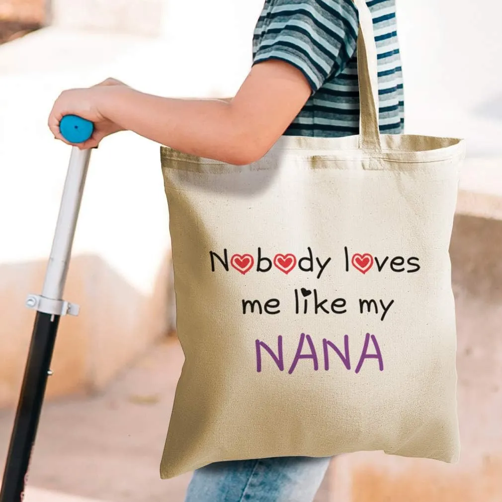 Speedy Pros Canvas Tote Bag for Women Nobody Loves Me like My Nana Grandmother Grandma Funny