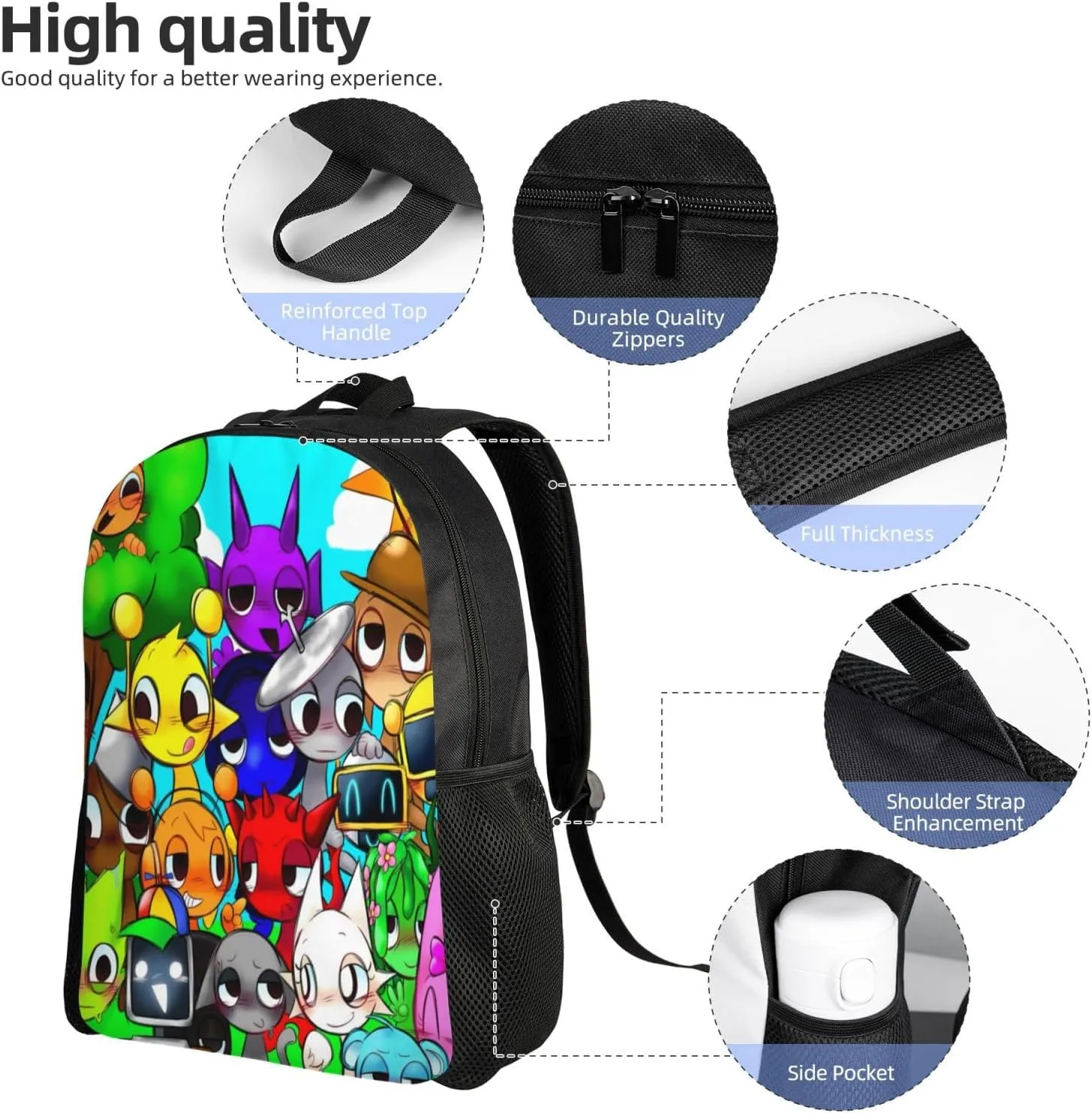 Sprunki Backpack, Oxford Cloth Travel Backpack, Sturdy And Durable
