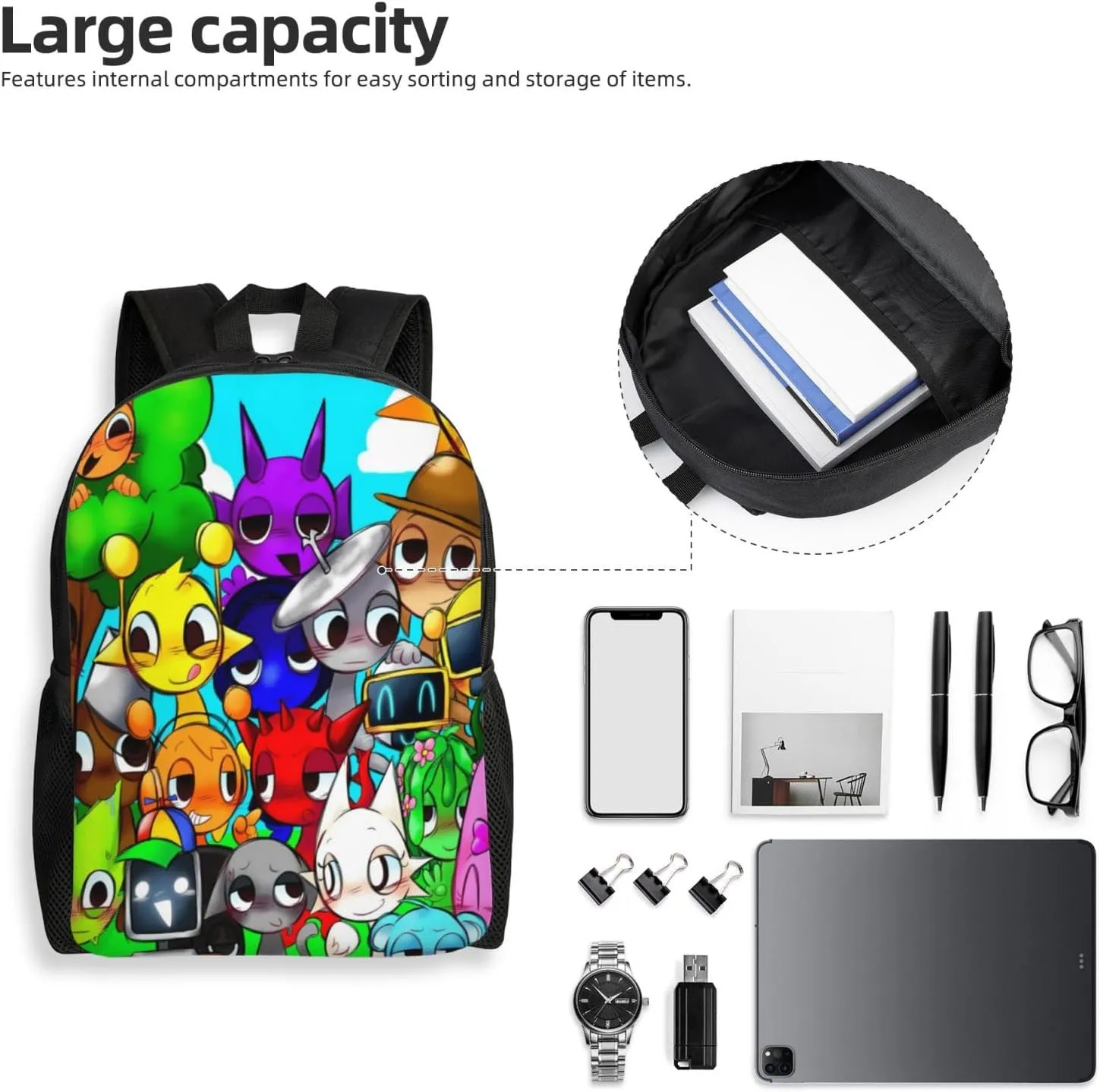 Sprunki Backpack, Oxford Cloth Travel Backpack, Sturdy And Durable