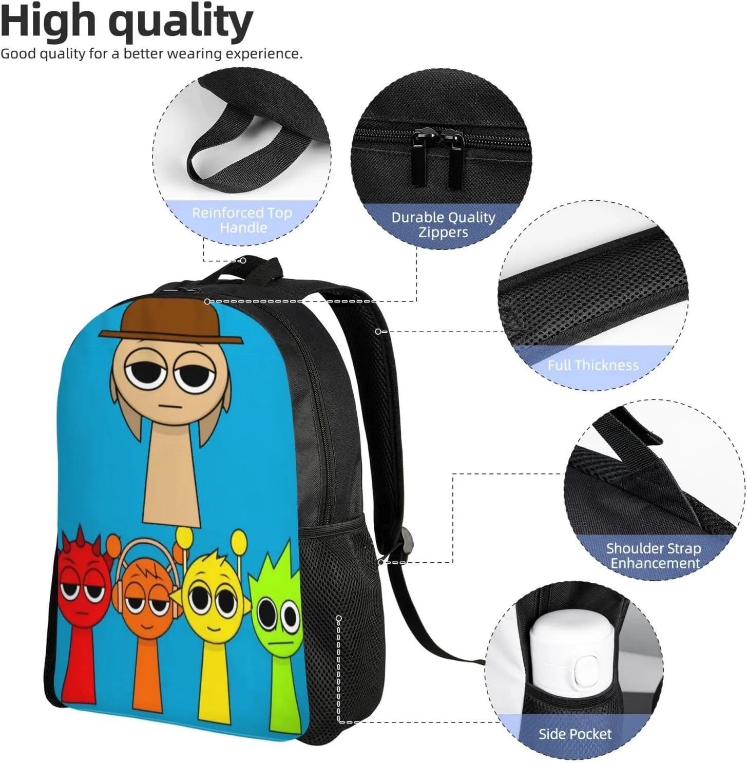 Sprunki Backpack, Oxford Cloth Travel Backpack, Sturdy And Durable
