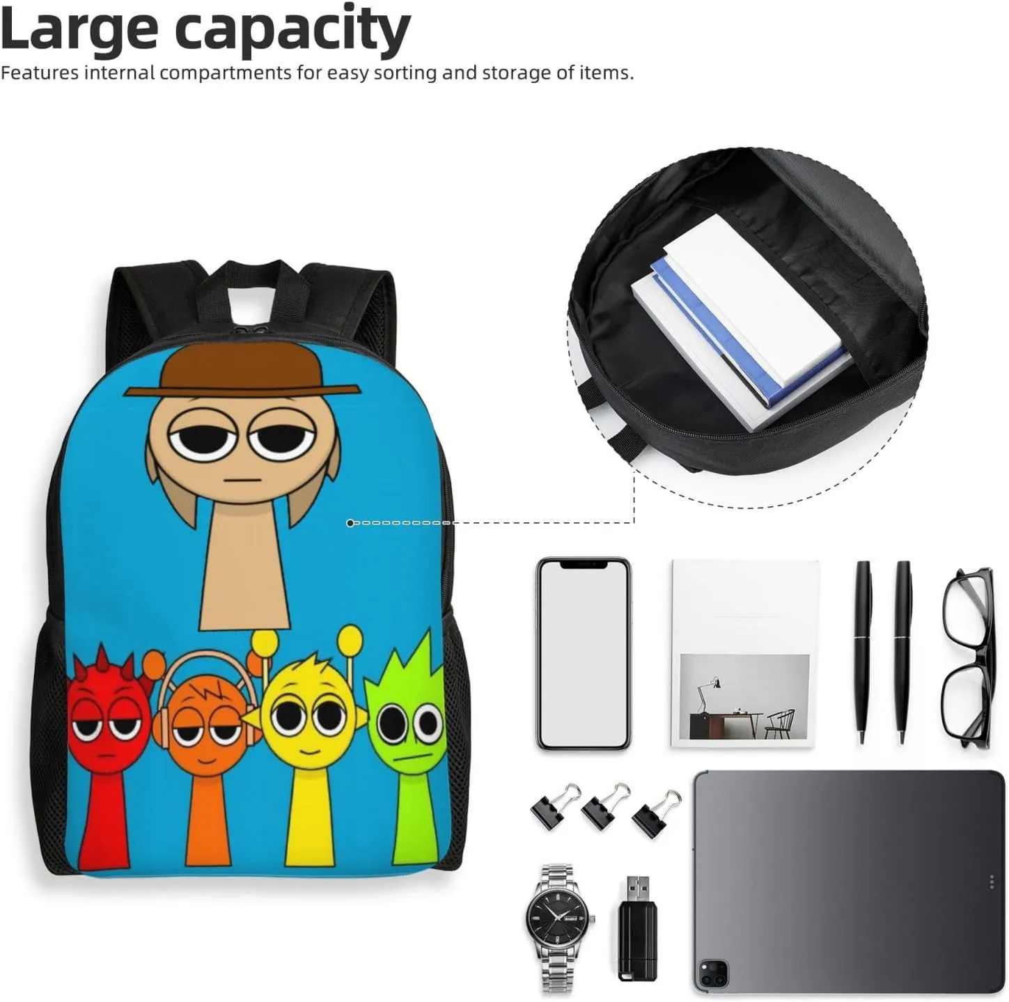 Sprunki Backpack, Oxford Cloth Travel Backpack, Sturdy And Durable