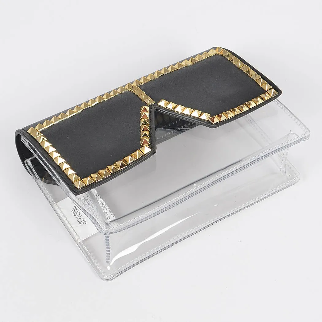 Square Rhinestone Glasses Clear Clutch