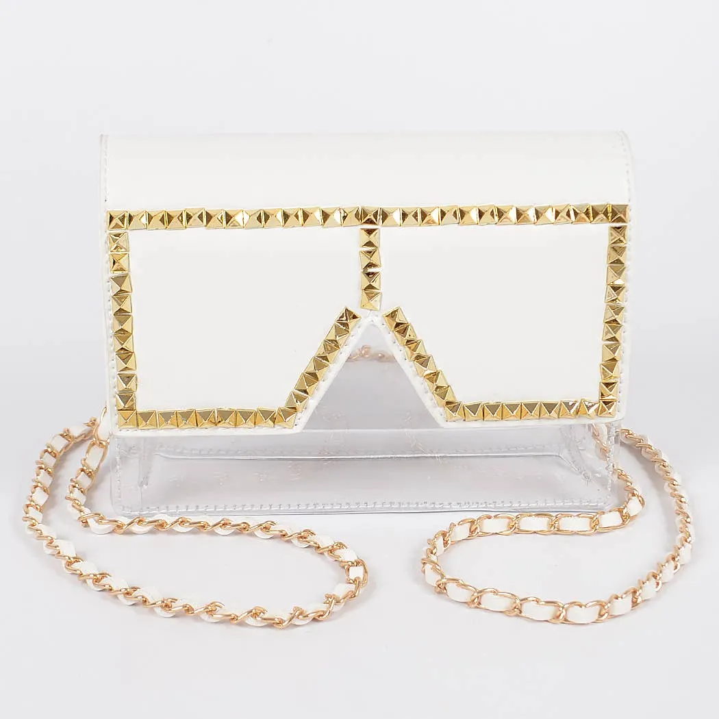 Square Rhinestone Glasses Clear Clutch