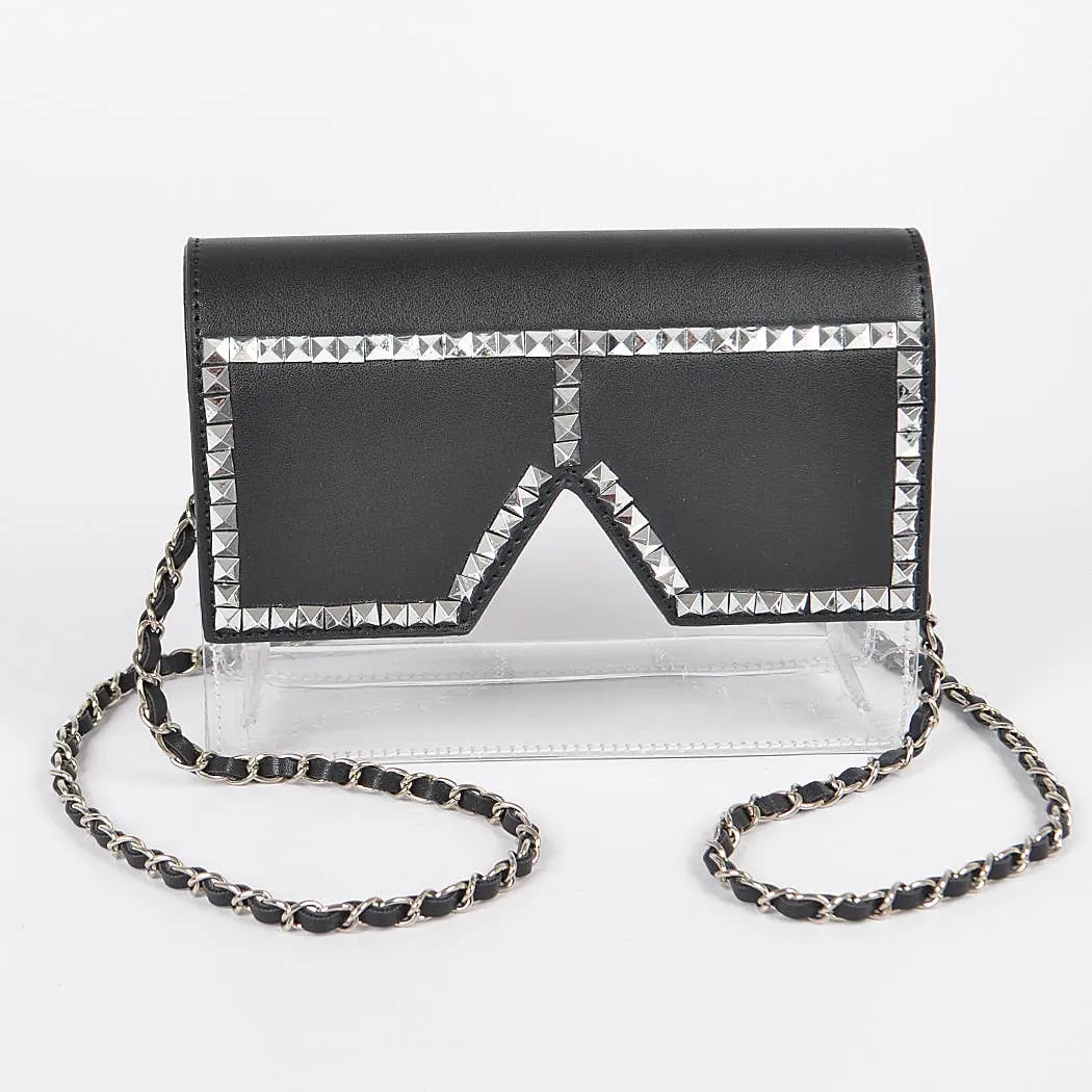 Square Rhinestone Glasses Clear Clutch