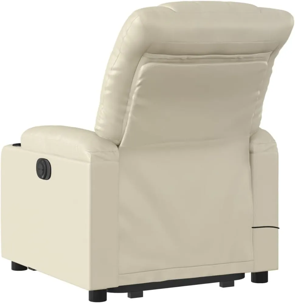 Stand up Massage Recliner Chair Cream Faux LeatherLounge Chair Comfy Chair Living Room Chair Suitable for Decks, Living Rooms, and patios.