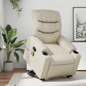 Stand up Massage Recliner Chair Cream Faux LeatherLounge Chair Comfy Chair Living Room Chair Suitable for Decks, Living Rooms, and patios.