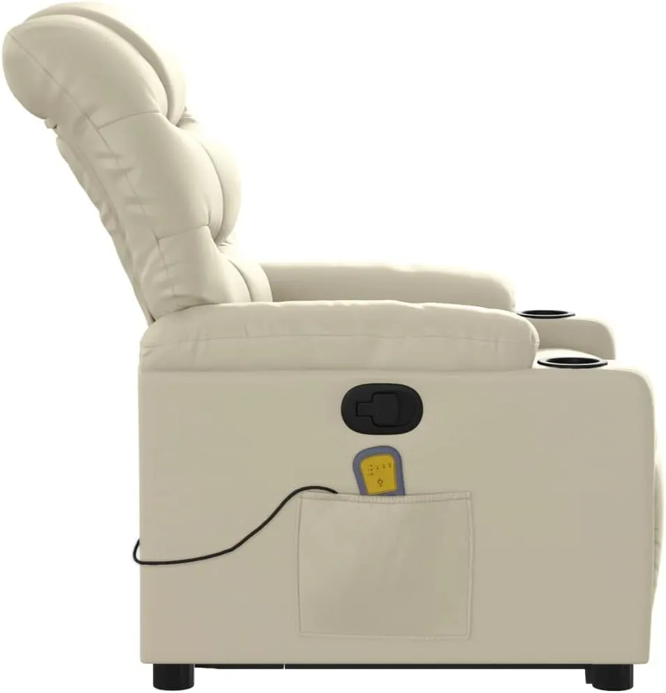 Stand up Massage Recliner Chair Cream Faux LeatherLounge Chair Comfy Chair Living Room Chair Suitable for Decks, Living Rooms, and patios.