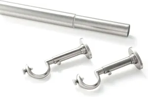 Stockbridge Satin Nickel Curtain Rod, 102"-144" Feet, Metallic Solid Pattern