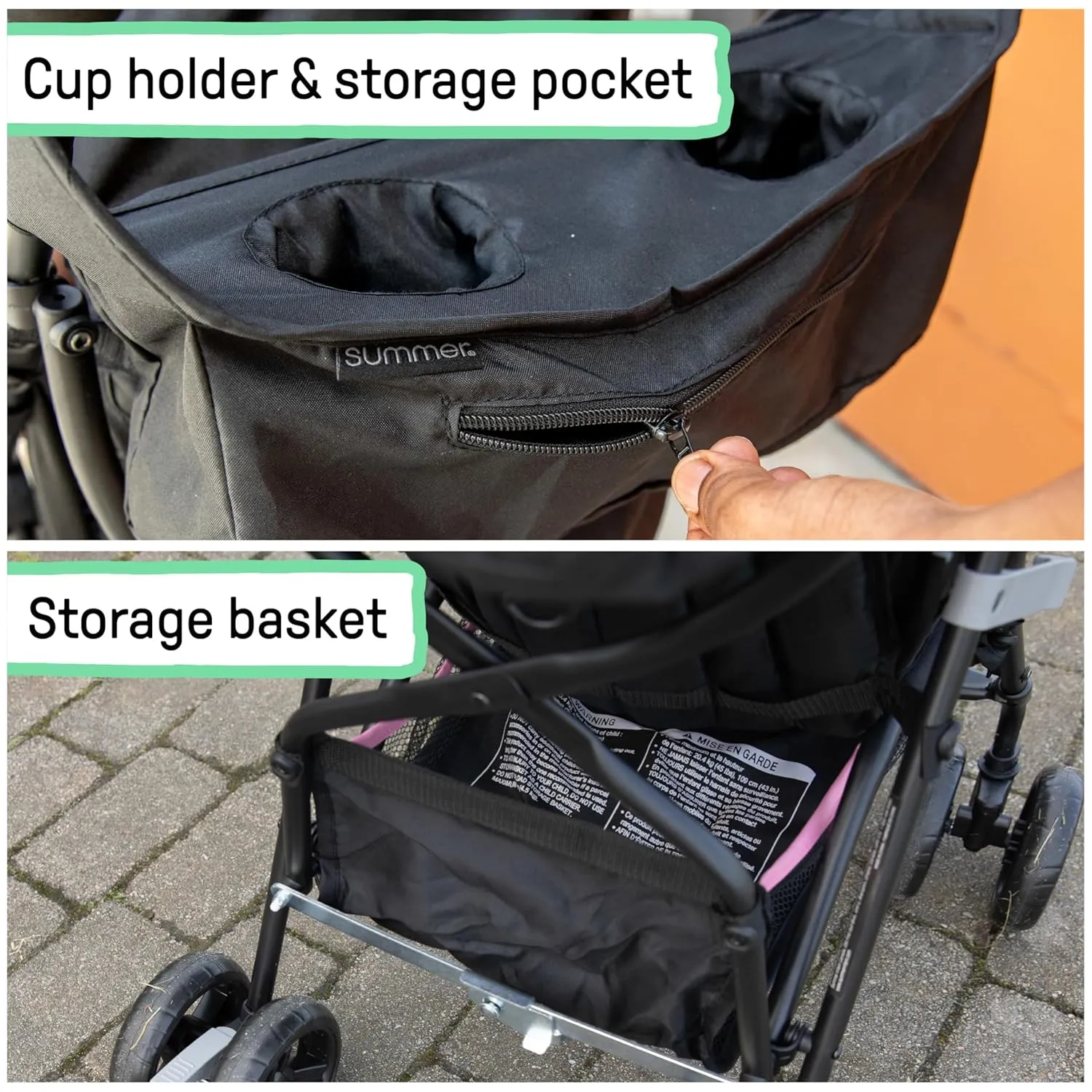 Summer by Ingenuity 3D Mini Convenience Stroller – Lightweight Stroller with Compact Fold, Multi-Position Recline, Canopy with Pop Out Sun Visor and More – Umbrella Stroller for Travel, Pink