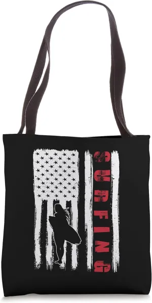 Surfing USA team American flag US Surfer men women kids Tote Bag