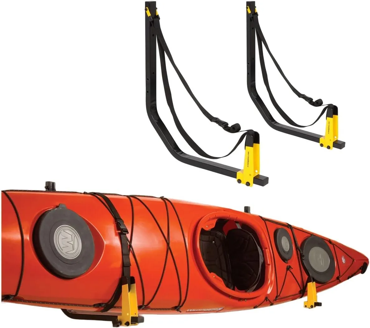 Suspenz Deluxe Kayak Canoe SUP Storage Rack, Adjustable Wall Hangers/Hooks, Indoor & Outdoor Use, Safety Straps, Stores Boats Up to 125 lbs (11-0111)