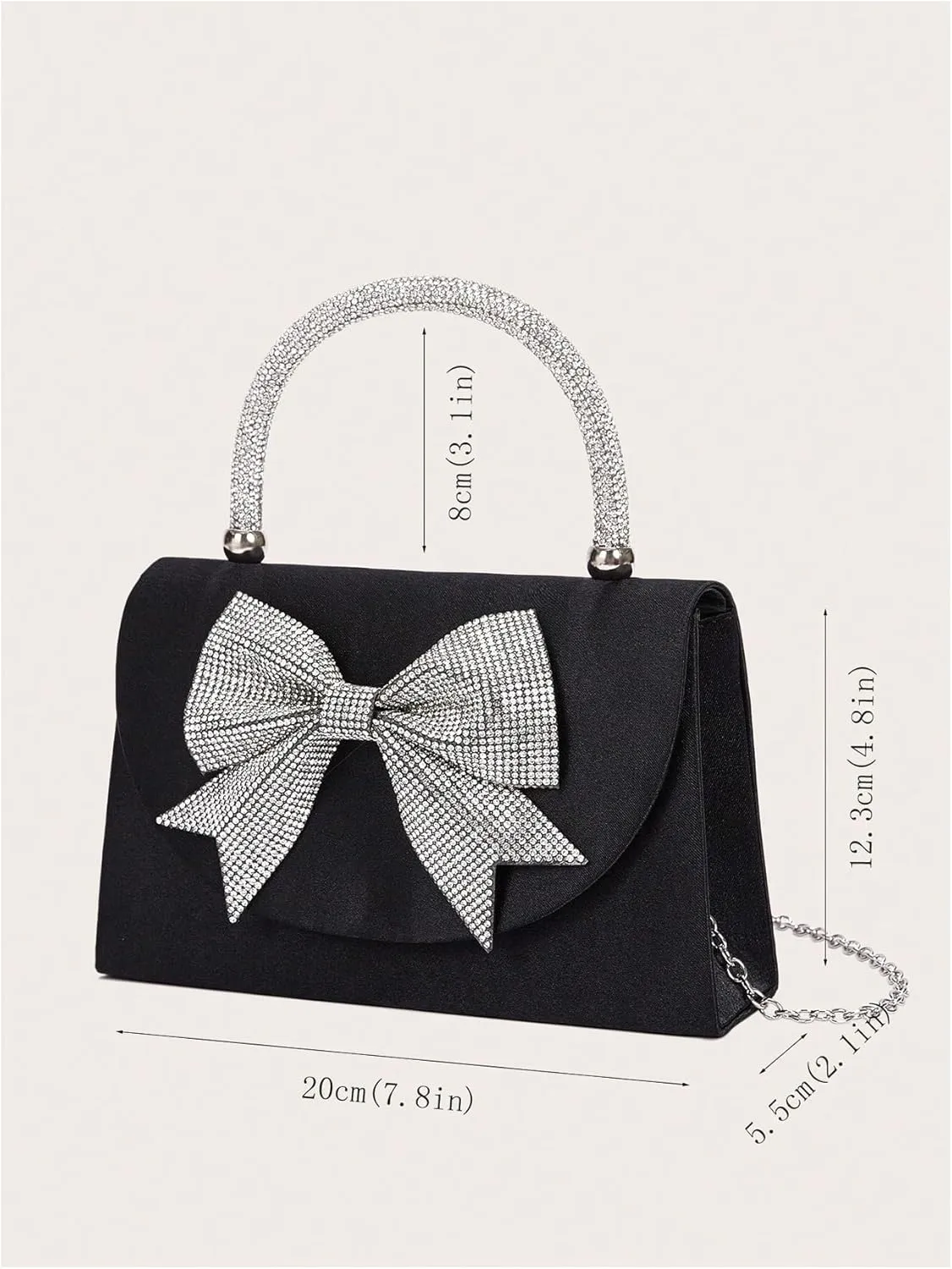 SweatyRocks Women's Rhinestone Bow Top Handle Clutch Purses Flap Crossbody Satchel Handbags