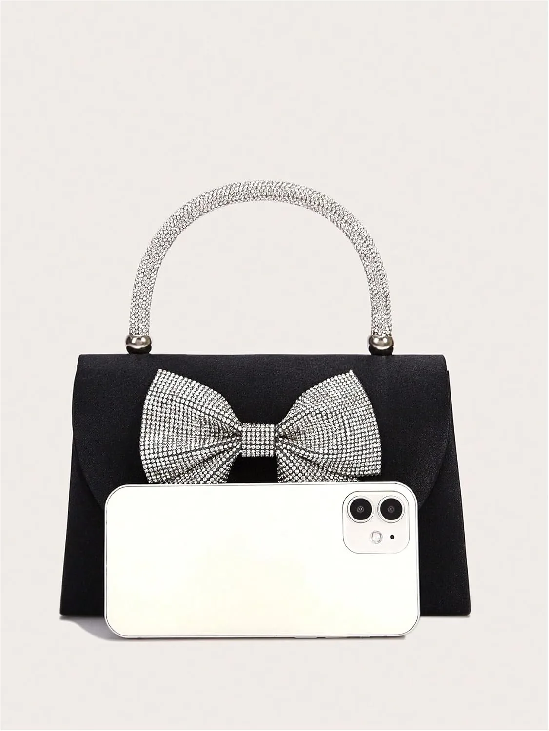 SweatyRocks Women's Rhinestone Bow Top Handle Clutch Purses Flap Crossbody Satchel Handbags