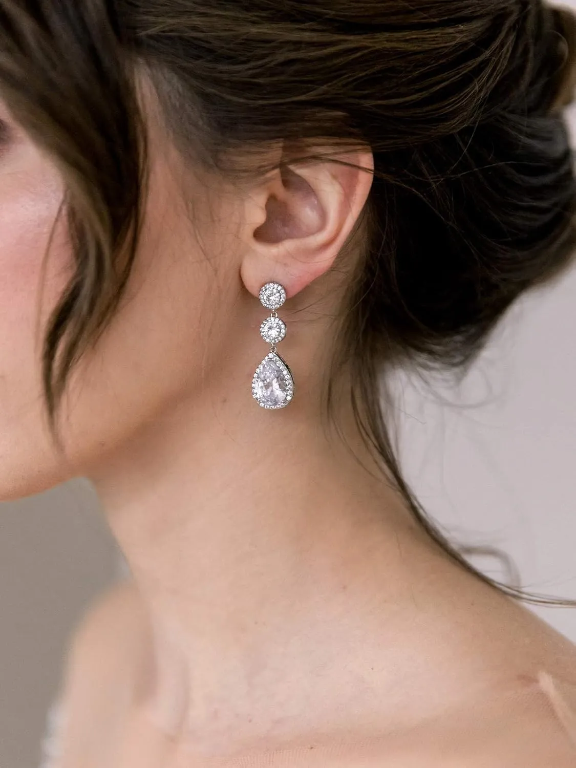 SWEETV Crystal Teardrop Wedding Bridal Earrings For Brides, Bridesmaids, Rhinestone Drop Dangle Earrings for Women, Bridal Prom Party Jewelry