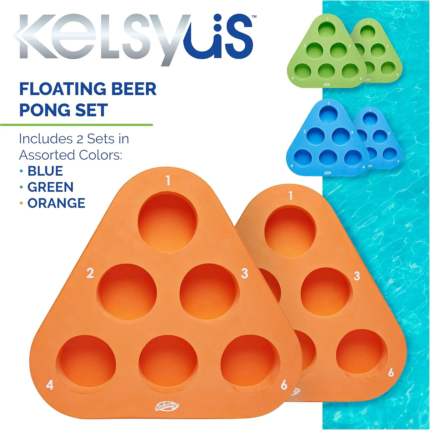 SwimWays Floating Beer Pong Adult Drinking Game Set, Pack of 2, Color May Vary