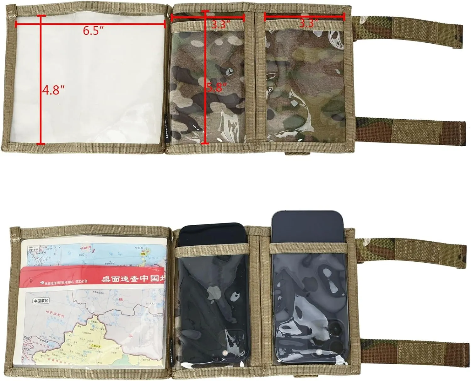 Tactical Arm Sleeve Map Pouch Case Documets Holder Wrist Case Wrist Map Holder QB Wristband Map Case Military Arm PouchTactical USA Flag Patch