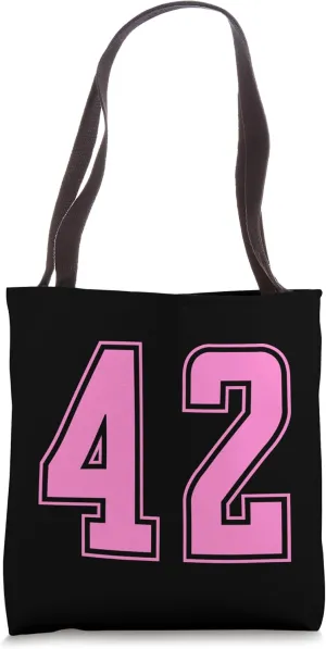 Taffy Pink Number 42 Team Junior Sports Numbered Uniform Tote Bag