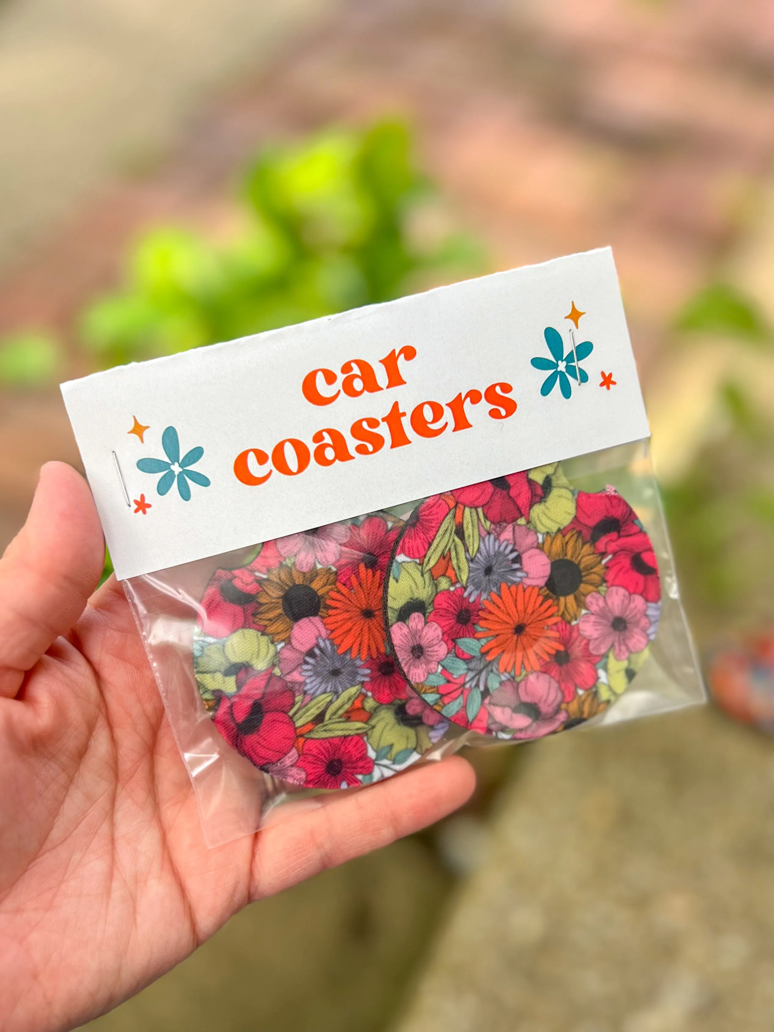 Tan Checkered Car Coasters