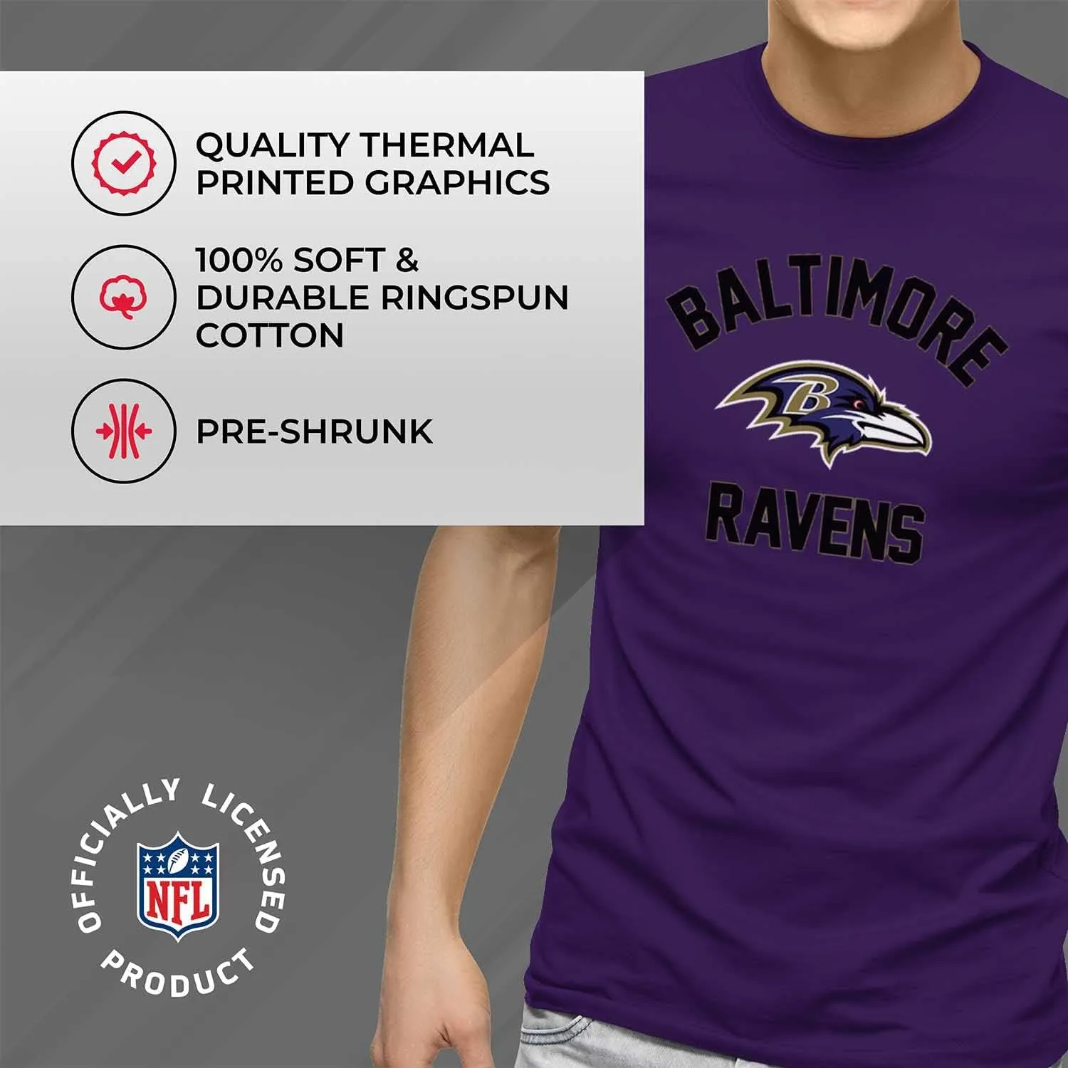 Team Fan Apparel NFL Adult Gameday T-Shirt - Cotton Blend - Tagless - Semi-Fitted - Unleash Your Team Spirit During Game Day